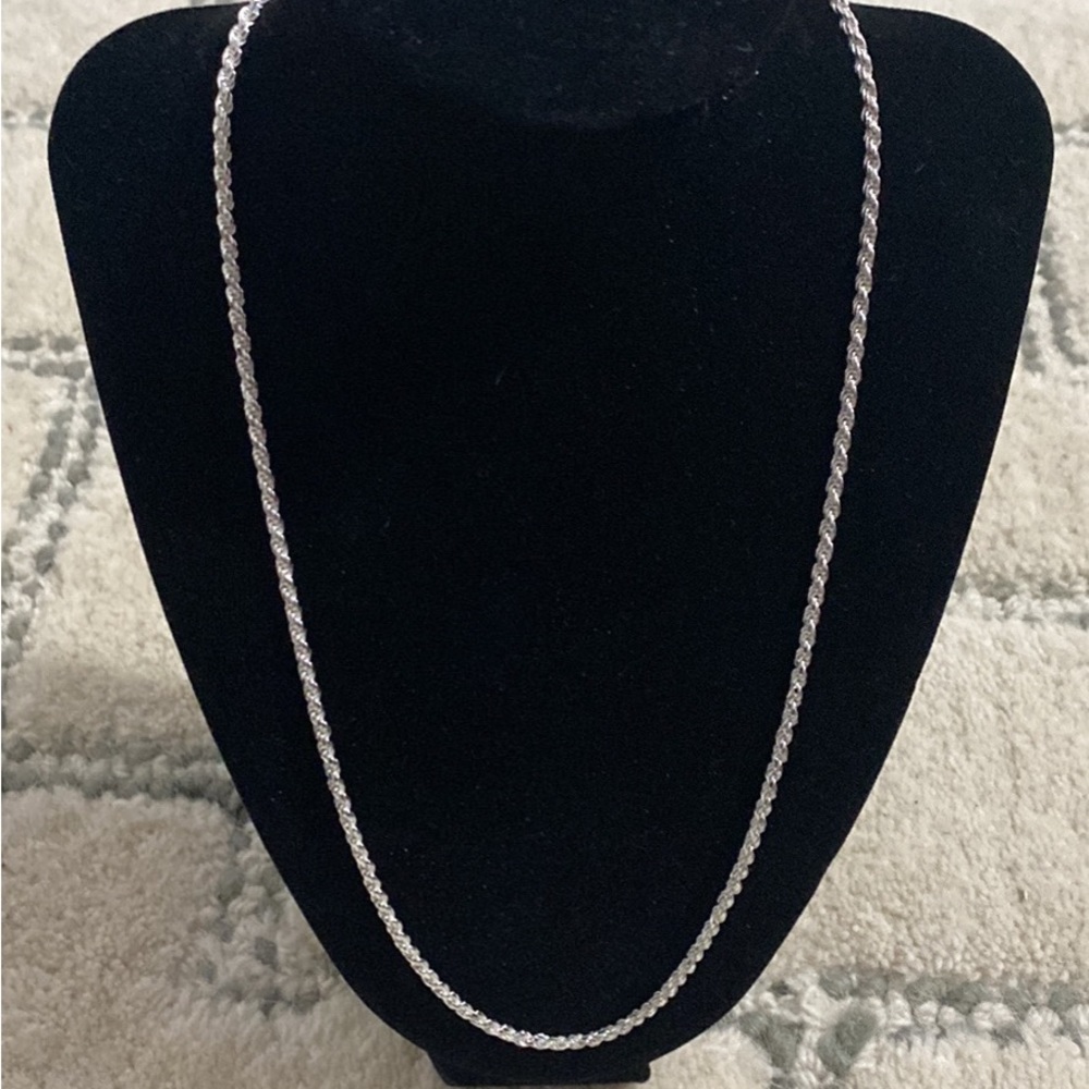 Real 925 Sterling Silver Diamond Cut Rope Chain Made in Italy 2.5mm 24 inch